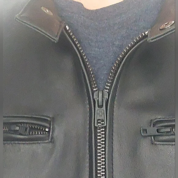 VINCE CAMUTO, Size XXL, black Leather Jacket. 2 in 1 removable Vest - Picture 2 of 10